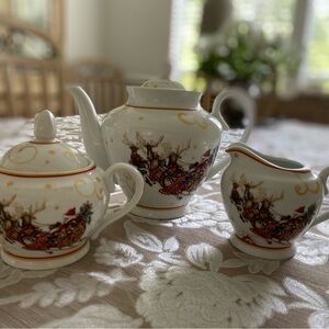 Williams Sonoma White and Red Dinnerware Set